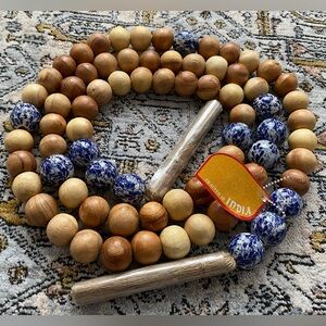 Farmhouse Wood & Ceramic Bead Garland Beads with tassels